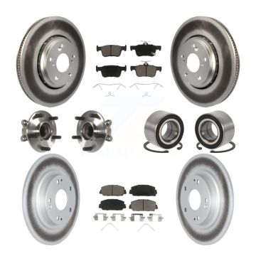 Front Rear Hub Bearing Coated Disc Brake Rotor And Ceramic Pad Kit (10Pc) For Honda Civic KBB-118017