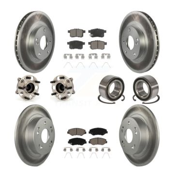 Front Rear Wheel Hub Bearing Coated Disc Brake Rotor And Pads Kit (10Pc) For Honda Accord KBB-118020