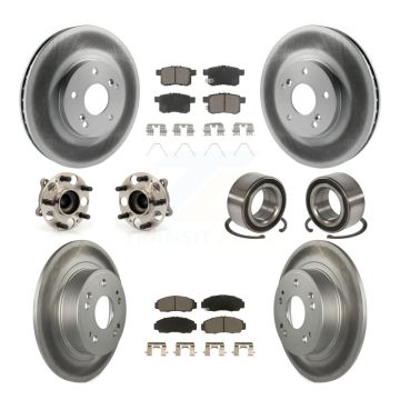 Front Rear Hub Bearing Coated Disc Brake Rotor Pads Kit (10Pc) For Honda Accord Acura TSX KBB-118021