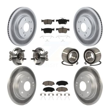Front Rear Hub Bearing Coated Disc Brake Rotor And Ceramic Pad Kit (10Pc) For Honda Civic KBB-118022