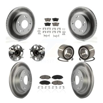 Front Rear Hub Bearing Coated Disc Brake Rotor And Ceramic Pad Kit (10Pc) For Honda Civic KBB-118023