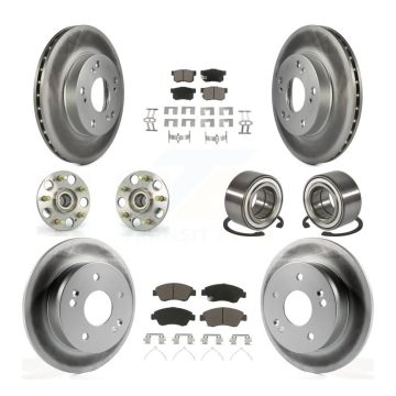 Front Rear Hub Bearing Coated Disc Brake Rotor & Pads Kit (10Pc) For 2004 Honda Civic SiR KBB-118027