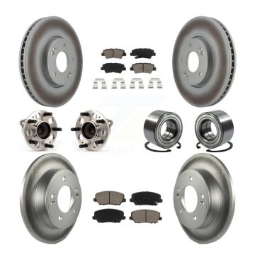Front Rear Hub Bearings Coated Disc Brake Rotors And Pads Kit (10Pc) For Kia Forte Forte5 KBB-118030