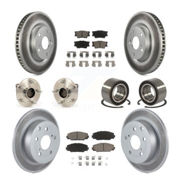 Front Rear Hub Bearing Coat Brake Rotor Pads Kit (10Pc) For Pontiac Vibe GT with FWD 2.4L KBB-118035