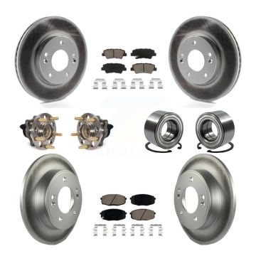 Front Rear Hub Bearing Coated Disc Brake Rotor And Pads Kit (10Pc) For 2014-2016 Kia Soul KBB-118042