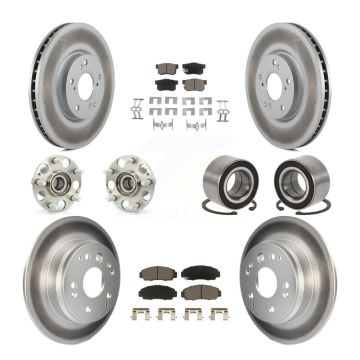 Front Rear Hub Bearings Coated Disc Brake Rotors And Ceramic Pads Kit (10Pc) For Acura TL KBB-118043