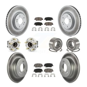 Front Rear Wheel Hub Bearing Coated Disc Brake Rotor And Pad Kit (10Pc) For Hyundai Azera KBB-118051