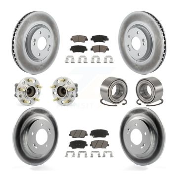 Front Rear Hub Bearing Coated Brake Rotor Pads Kit (10Pc) For 16-17 Hyundai Azera Limited KBB-118052