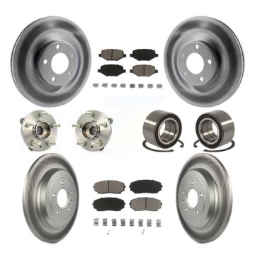 Front Rear Hub Bearing Coated Disc Brake Rotor & Pad Kit (10Pc) For Ford Edge Lincoln MKX KBB-118055
