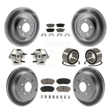Front Rear Hub Bearing Coated Brake Rotor & Pads Kit (10Pc) For Ford Edge Lincoln MKX AWD KBB-118056