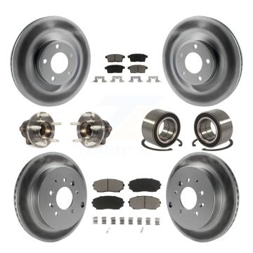 Front Rear Hub Bearing Coat Brake Rotor Pad Kit (10Pc) For 2010 Ford Edge Lincoln MKX FWD KBB-118057
