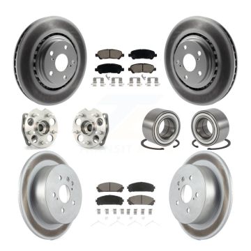 Front Rear Hub Bearing Coated Brake Rotor Pads Kit (10Pc) For 08-13 Toyota Highlander AWD KBB-118064