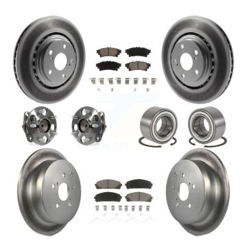 Front Rear Hub Bearing Coated Brake Rotor Pads Kit (10Pc) For 2011-2020 Toyota Sienna FWD KBB-118065