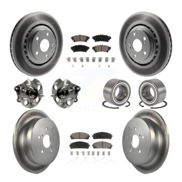 Front Rear Hub Bearing Coated Brake Rotor Pads Kit (10Pc) For 2011-2020 Toyota Sienna AWD KBB-118066
