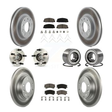 Front Rear Hub Bearings Coated Disc Brake Rotors And Ceramic Pads Kit (10Pc) For Mazda 6 KBB-118071