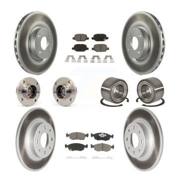 Front Rear Hub Bearings Coated Disc Brake Rotors And Ceramic Pads Kit (10Pc) For Fiat 500 KBB-118072