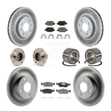 Front Rear Hub Bearings Coated Disc Brake Rotors And Ceramic Pads Kit (10Pc) For Fiat 500 KBB-118073