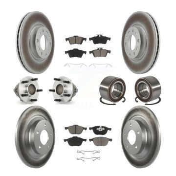 Front Rear Hub Bearings Coated Disc Brake Rotors And Ceramic Pads Kit (10Pc) For Mazda 5 KBB-118077