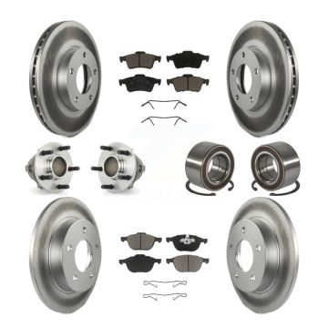 Front Rear Hub Bearing Coat Brake Rotor Pads Kit (10Pc) For Mazda 3 2.0L with 4-Wheel ABS KBB-118081