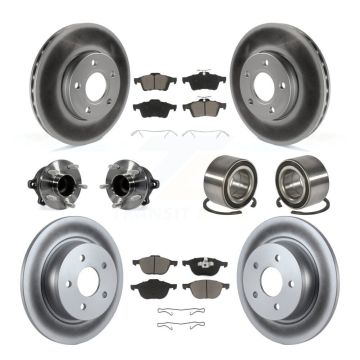 Front Rear Hub Bearing Coated Disc Brake Rotor And Ceramic Pads Kit (10Pc) For Ford C-Max KBB-118084