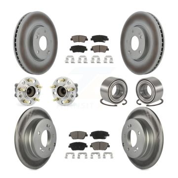 Front Rear Hub Bearing Coated Brake Rotor & Pads Kit (10Pc) For Hyundai Sonata Kia Optima KBB-118099