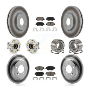 Front Rear Hub Bearing Coated Brake Rotor & Pads Kit (10Pc) For 2013-2015 Kia Optima 2.4L KBB-118100