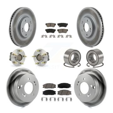 Front Rear Wheel Hub Bearing Coated Disc Brake Rotor And Pad Kit (10Pc) For Hyundai XG350 KBB-118109