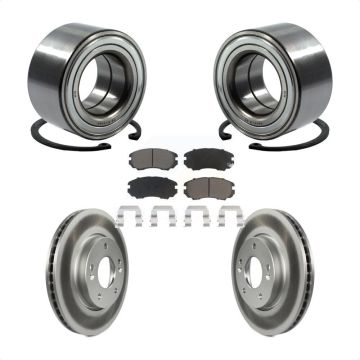 Front Wheel Bearing Coated Disc Brake Rotors And Pads Kit For 2010-2011 Kia Soul 2.0L KBB-118308