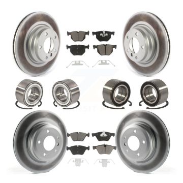 Front Rear Bearing Coated Disc Brake Rotor And Ceramic Pads Kit (10Pc) For 2006 BMW 330xi KBB-118439