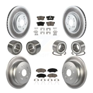 Front Rear Bearings Coated Disc Brake Rotors And Pads Kit (10Pc) For 2005-2006 Honda CR-V KBB-118464