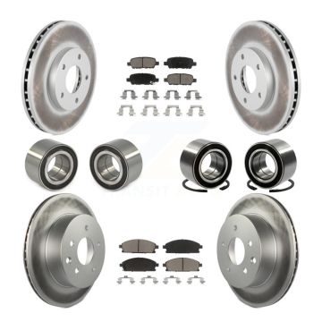 Front Rear Bearing Coated Disc Brake Rotor And Ceramic Pads Kit (10Pc) For Nissan X-Trail KBB-118474