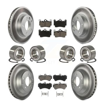 Front Rear Bearings Coated Disc Brake Rotors And Pads Kit (10Pc) For Volkswagen Touareg KBB-118493