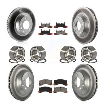 Front Rear Bearing Coated Disc Brake Rotor And Ceramic Pad Kit (10Pc) For Porsche Cayenne KBB-118494