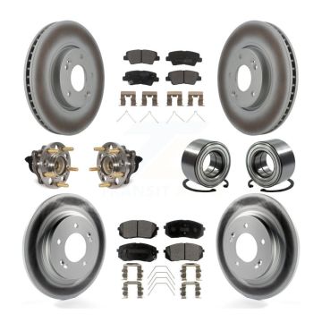 Front Rear Hub Bearing Coated Disc Brake Rotor & Pad Kit (10Pc) For 2017-2019 Kia Soul EV KBB-118497