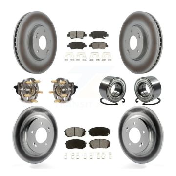 Front Rear Wheel Hub Bearing Coated Disc Brake Rotors And Pads Kit (10Pc) For Kia Soul EV KBB-118521