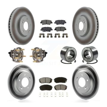 Front Rear Wheel Hub Bearing Coated Disc Brake Rotors And Pads Kit (10Pc) For Kia Soul EV KBB-118522