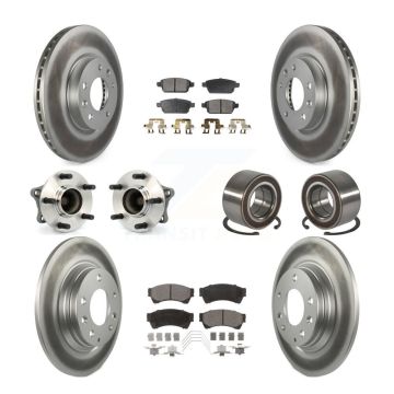 Front Rear Hub Bearing Coated Disc Brake Rotor Pads Kit (10Pc) For 2009-2013 Mazda 6 2.5L KBB-118535
