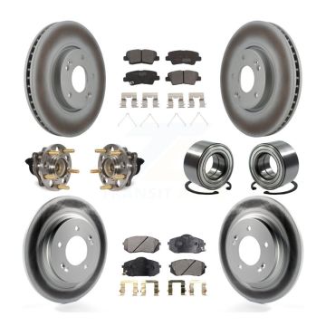 Front Rear Hub Bearing Coated Disc Brake Rotor And Ceramic Pad Kit (10Pc) For Kia Soul EV KBB-118538