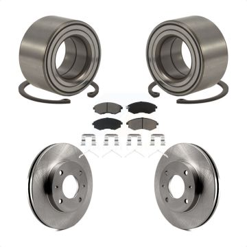 Front Wheel Bearing Disc Brake Rotors And Ceramic Pads Kit For Hyundai Tiburon Elantra KBB-118593