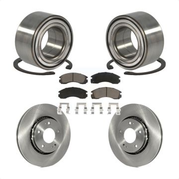 Front Wheel Bearing Disc Brake Rotor Pad Kit For 2009 Mitsubishi Lancer Ralliart with AWD KBB-118718