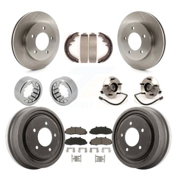 Front Rear Hub Bearing Disc Brake Rotors And Ceramic Pads Shoes Kit (10Pc) For Ford F-150 KBB-118923