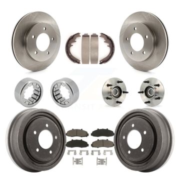 Front Rear Hub Bearing Disc Brake Rotors And Ceramic Pads Shoes Kit (10Pc) For Ford F-150 KBB-118925