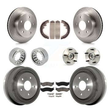 Front Rear Hub Bearings Disc Brake Rotors And Pads Shoes Kit (10Pc) For Dodge Ram 1500 KBB-118952