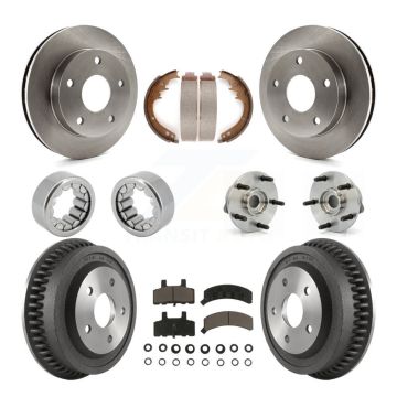 Front Rear Hub Bearings Disc Brake Rotors And Pads Shoes Kit (10Pc) For Dodge Ram 1500 KBB-118954