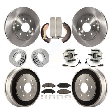 Front Rear Hub Bearing Brake Rotor & Pad Shoe Kit (10Pc) For Chevrolet Silverado 1500 GMC KBB-118956