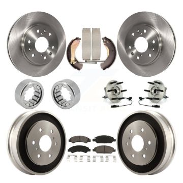 Front Rear Hub Bearing Brake Rotor & Pad Shoe Kit (10Pc) For Chevrolet Silverado 1500 GMC KBB-118960