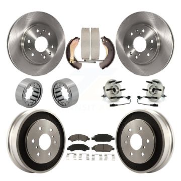 Front Rear Hub Bearing Brake Rotor & Pad Shoe Kit (10Pc) For Chevrolet Silverado 1500 GMC KBB-118962