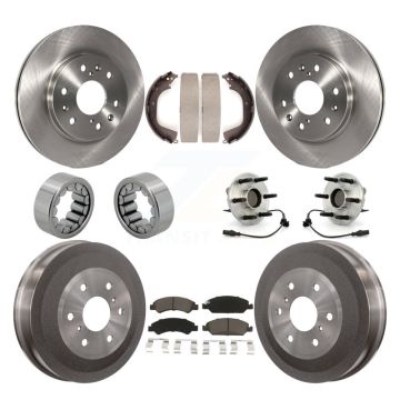 Front Rear Hub Bearing Brake Rotor Pads Shoe Kit (10Pc) For GMC Sierra 1500 Chevrolet RWD KBB-118964