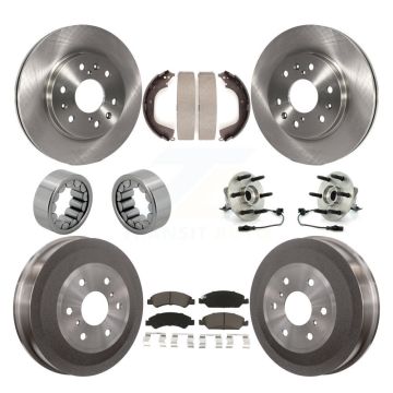 Front Rear Hub Bearing Disc Brake Rotor Pad Shoe Kit (10Pc) For GMC Sierra 1500 Chevrolet KBB-118965