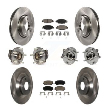 Front Rear Hub Bearings Disc Brake Rotors And Ceramic Pads Kit (10Pc) For Mazda CX-5 KBB-118992